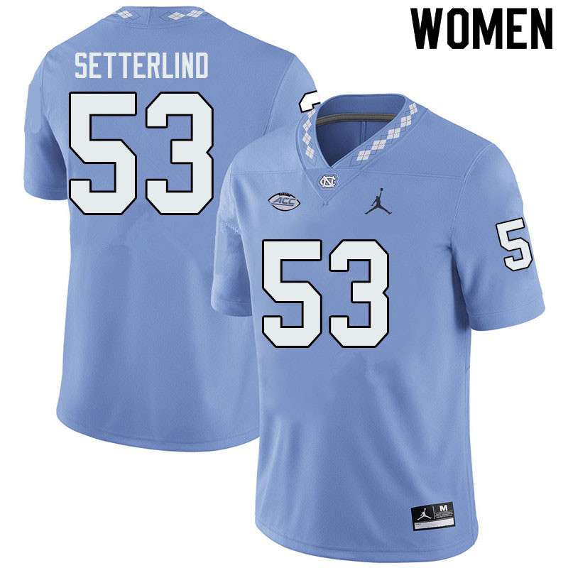 Jordan Brand Women #53 Jake Setterlind North Carolina Tar Heels College Football Jerseys Sale-Blue